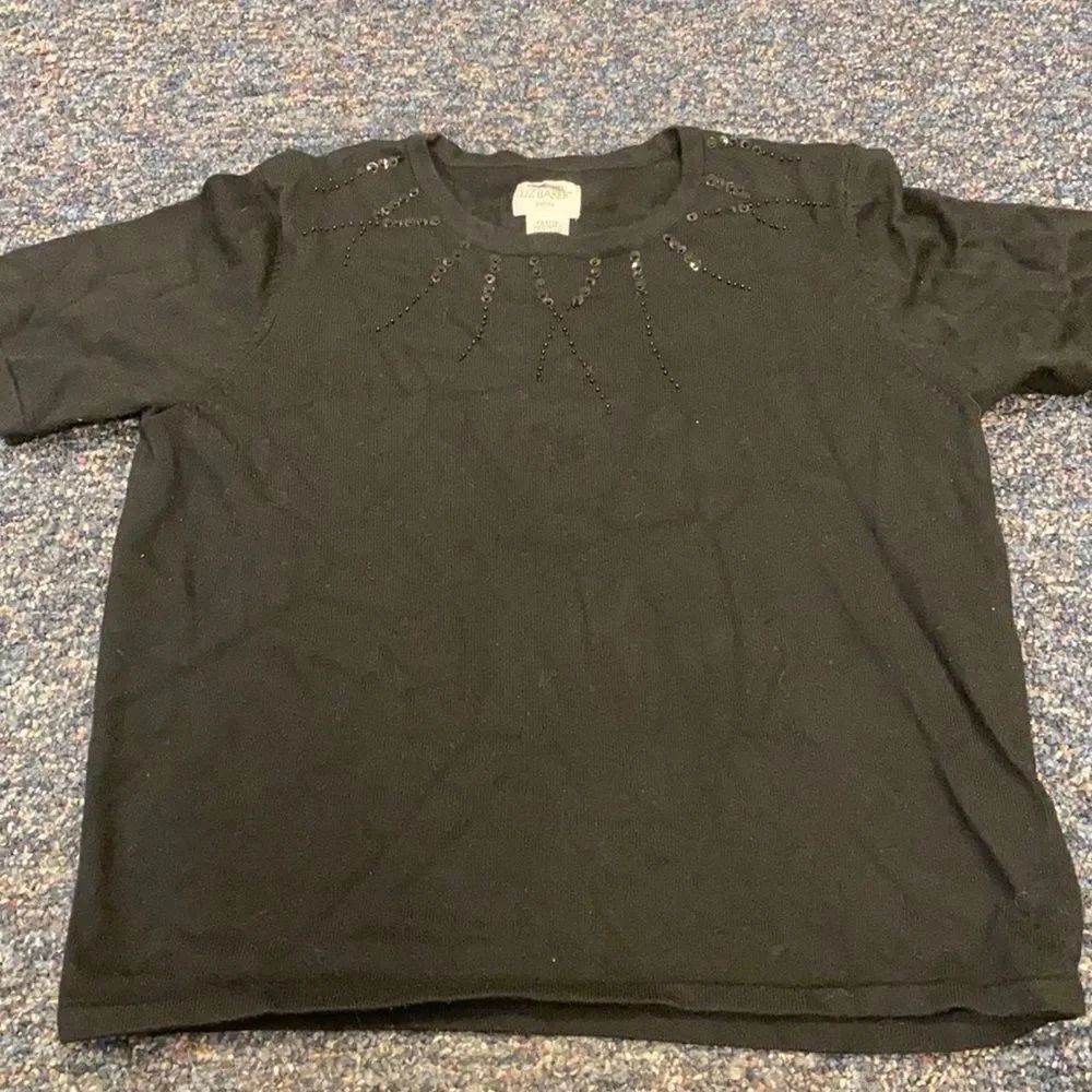 Liz Baker Black Sequenced Top sz. M petite